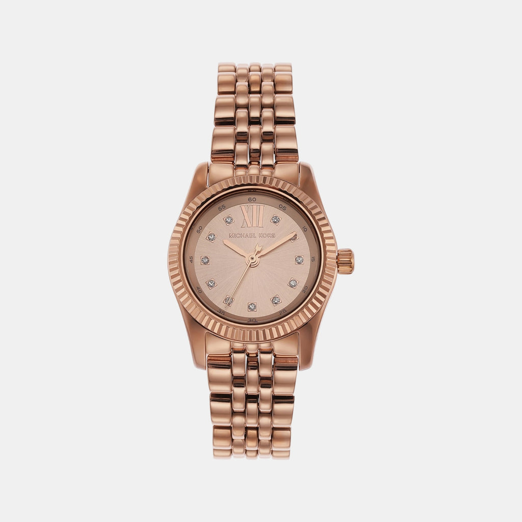 Petite Lexington Women Quartz Rose Gold Dial Analog Stainless Steel Watch MK4739