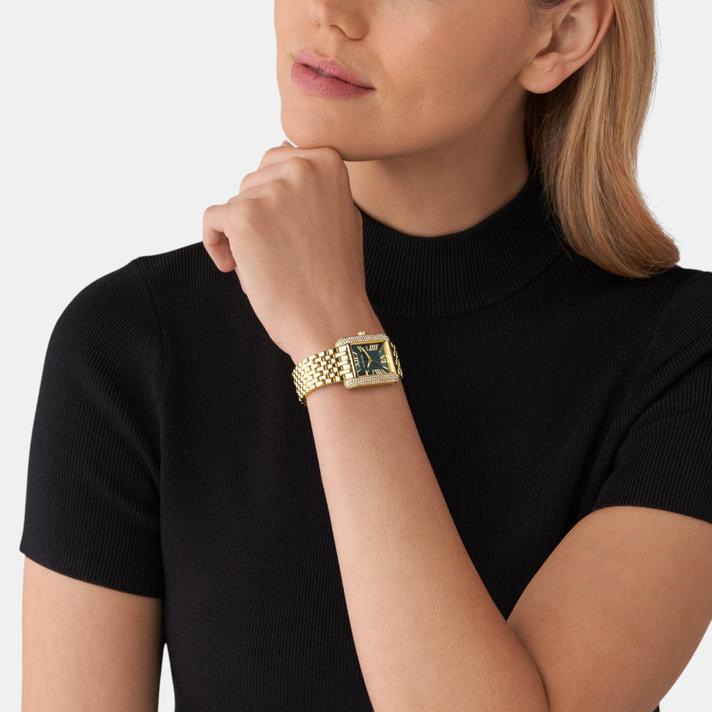 Emery Women Quartz Green Dial Analog Stainless Steel Watch MK4742