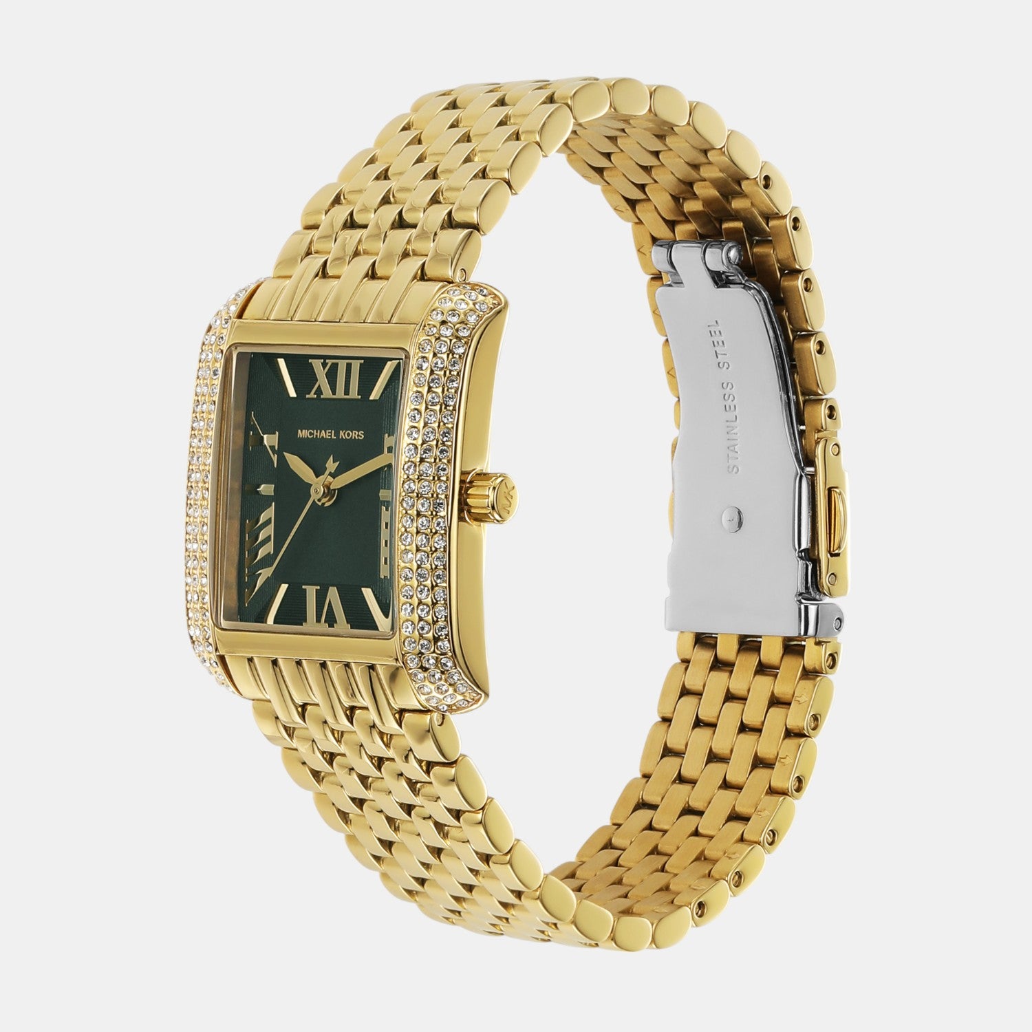 Emery Women Quartz Green Dial Analog Stainless Steel Watch MK4742