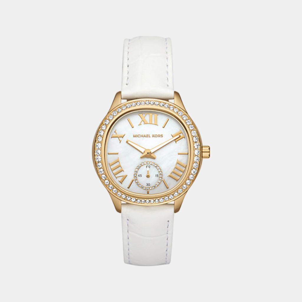 Sage Women Quartz Mother Of Pearl Dial Analog Leather Watch MK4818