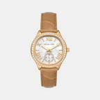 Sage Women Quartz Mother Of Pearl Dial Analog Leather Watch MK4819