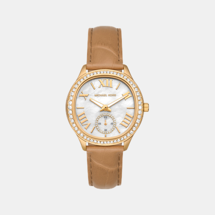 Sage Women Quartz Mother Of Pearl Dial Analog Leather Watch MK4819