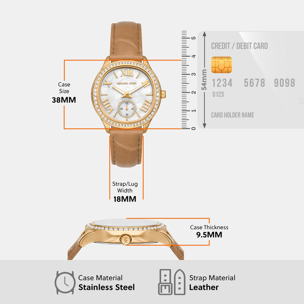 Sage Women Quartz Mother Of Pearl Dial Analog Leather Watch MK4819