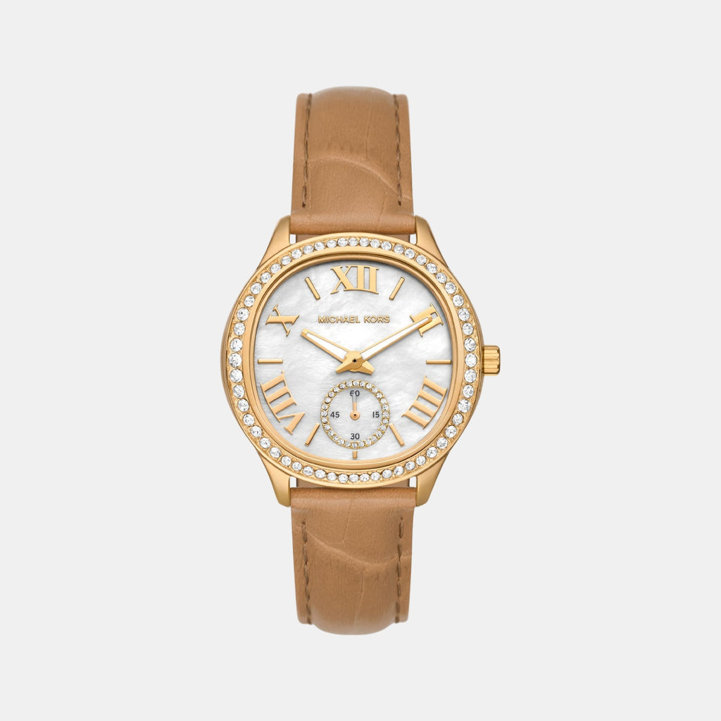 Sage Women Quartz Mother Of Pearl Dial Analog Leather Watch MK4819