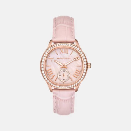 Sage Women Quartz Pink Dial Analog Leather Watch MK4820