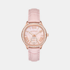 Sage Women Quartz Pink Dial Analog Leather Watch MK4820