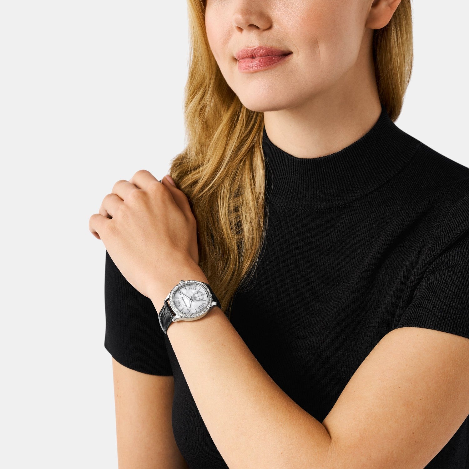 Sage Women Quartz Mother Of Pearl Dial Analog Leather Watch MK4821