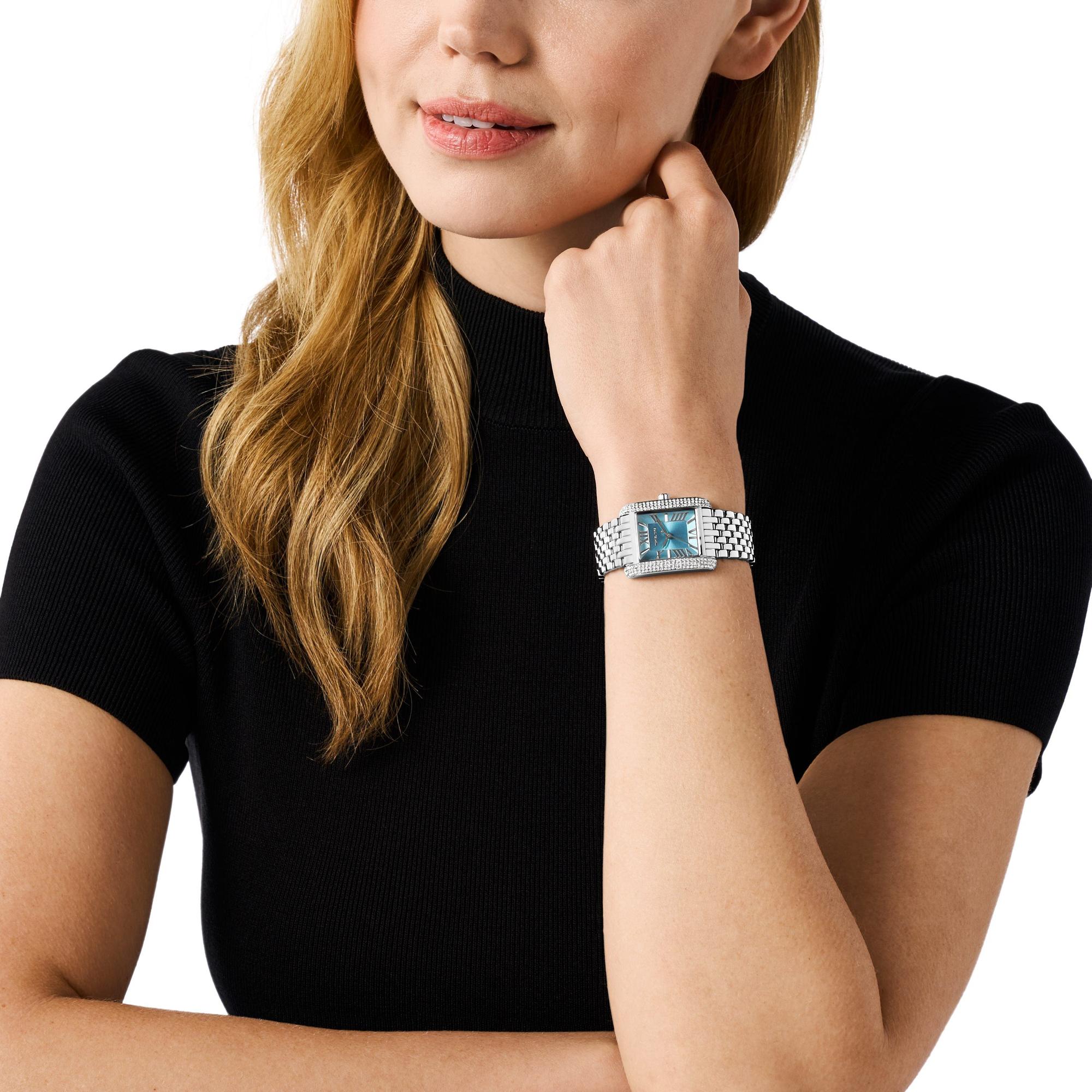 Emery Women Quartz Blue Dial Analog Stainless Steel Watch MK4829