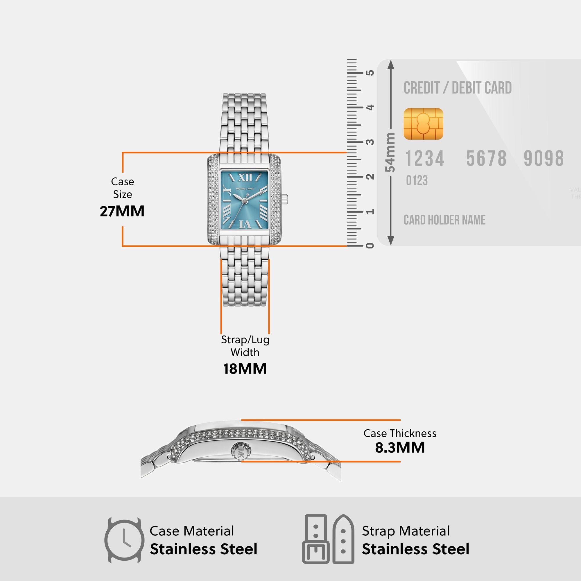 Emery Women Quartz Blue Dial Analog Stainless Steel Watch MK4829