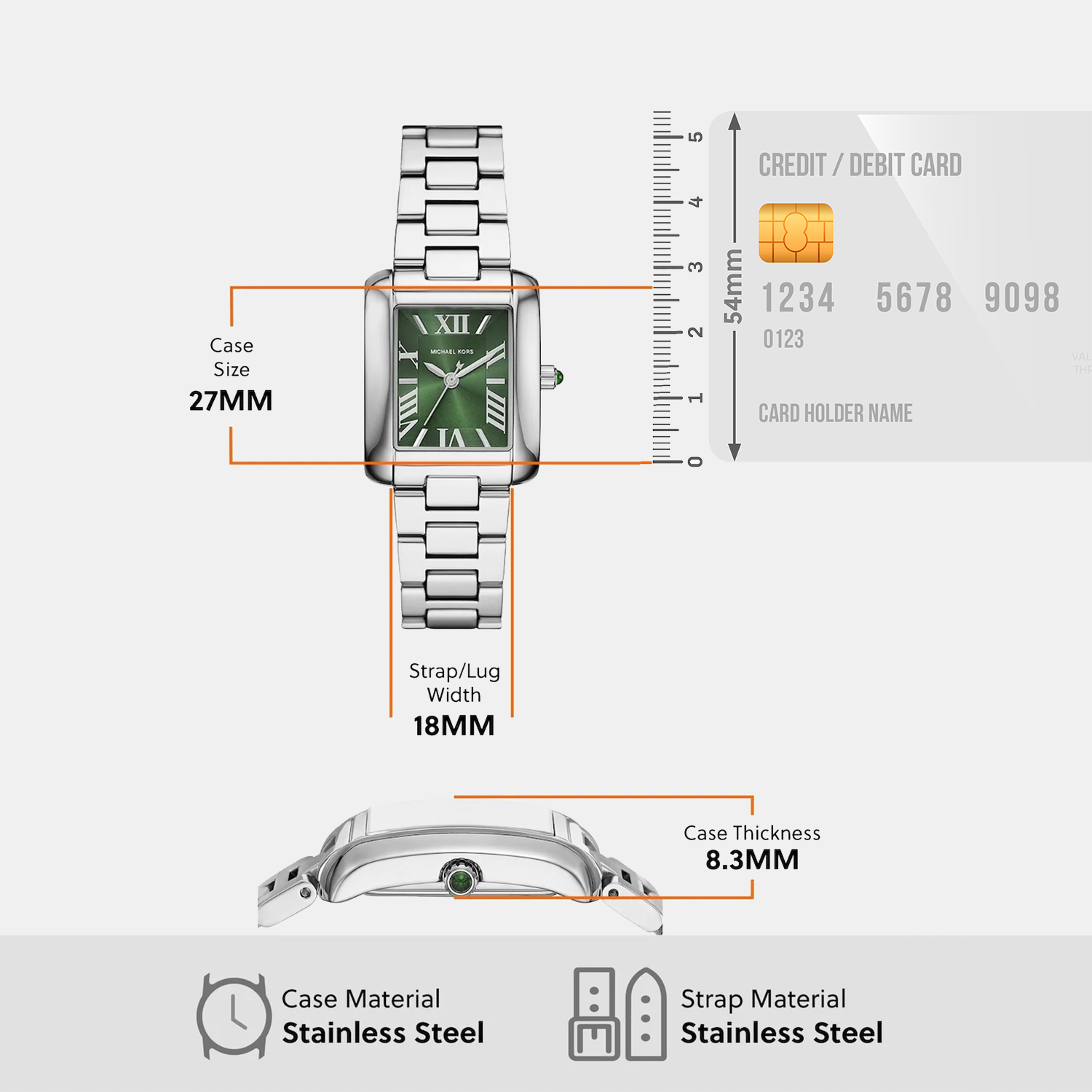 Michael Kors Stainless Steel Rectangular watch