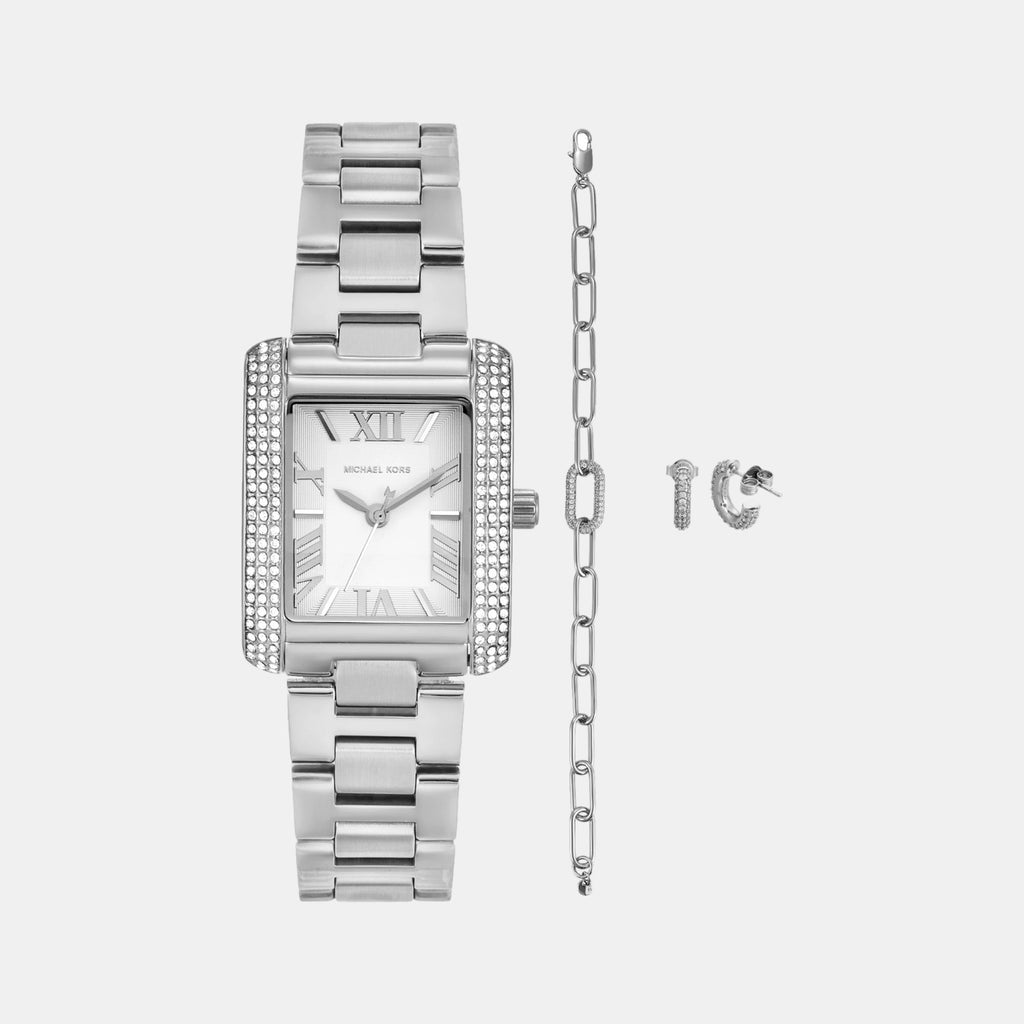 Emery Women Quartz White Dial Analog Stainless Steel Watch MK4839SET