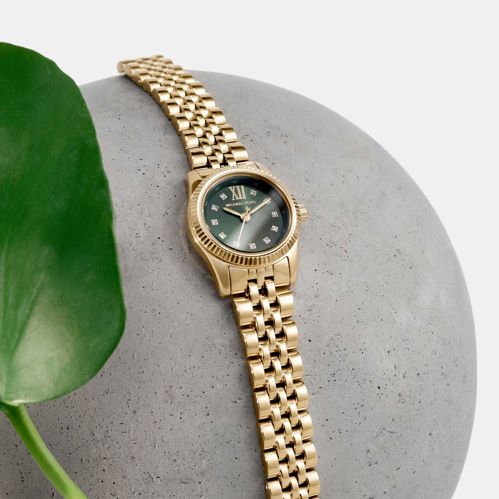 Petite Lexington Women Quartz Green Dial Analog Stainless Steel Watch MK4842