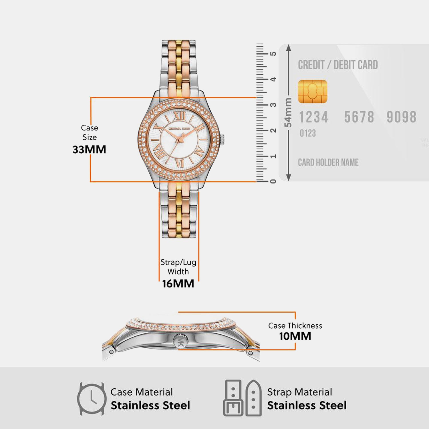 Harlowe Women Quartz Mother Of Pearl Dial Analog Stainless Steel Watch MK4846