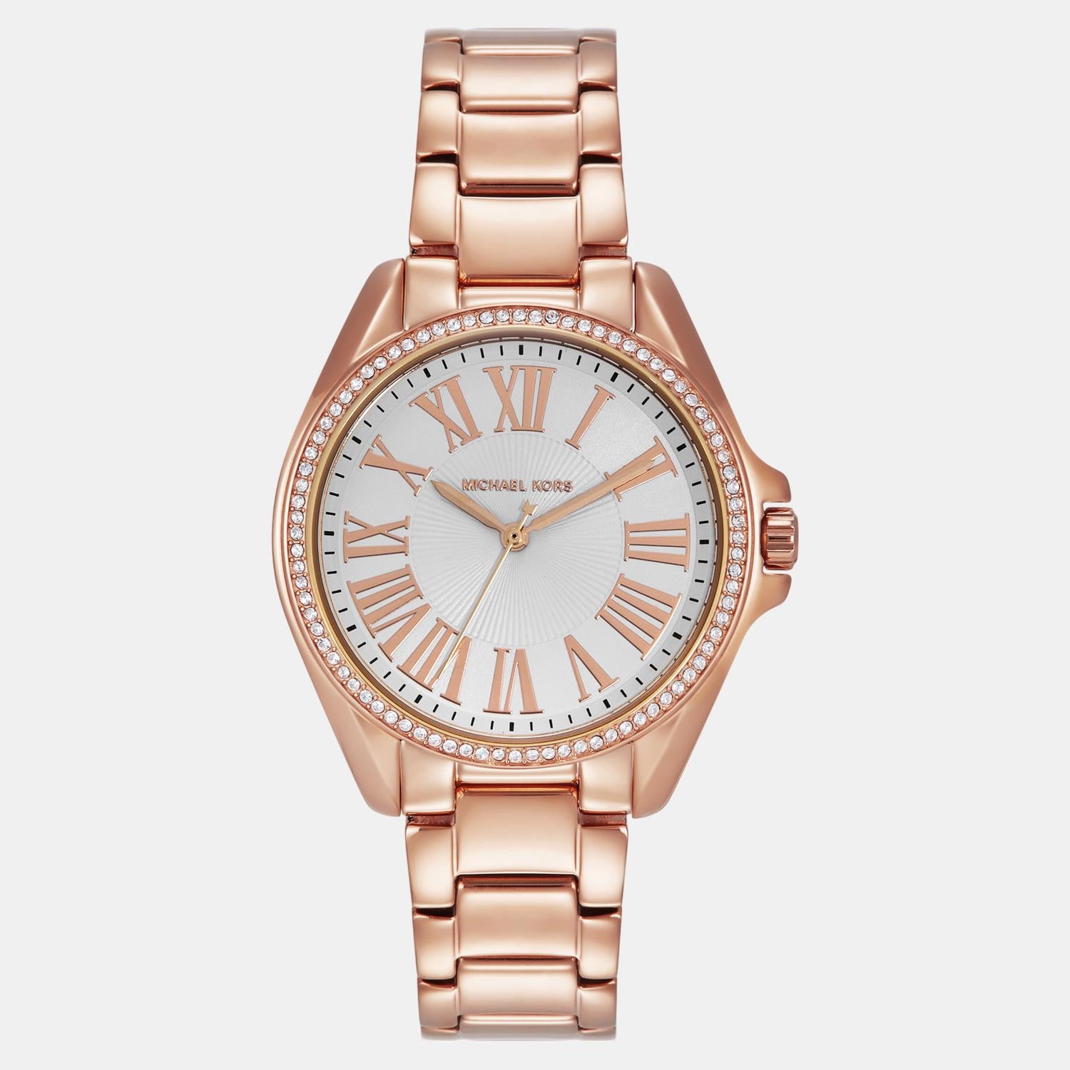 Kacie Women Quartz White Dial Analog Stainless Steel Watch MK4853