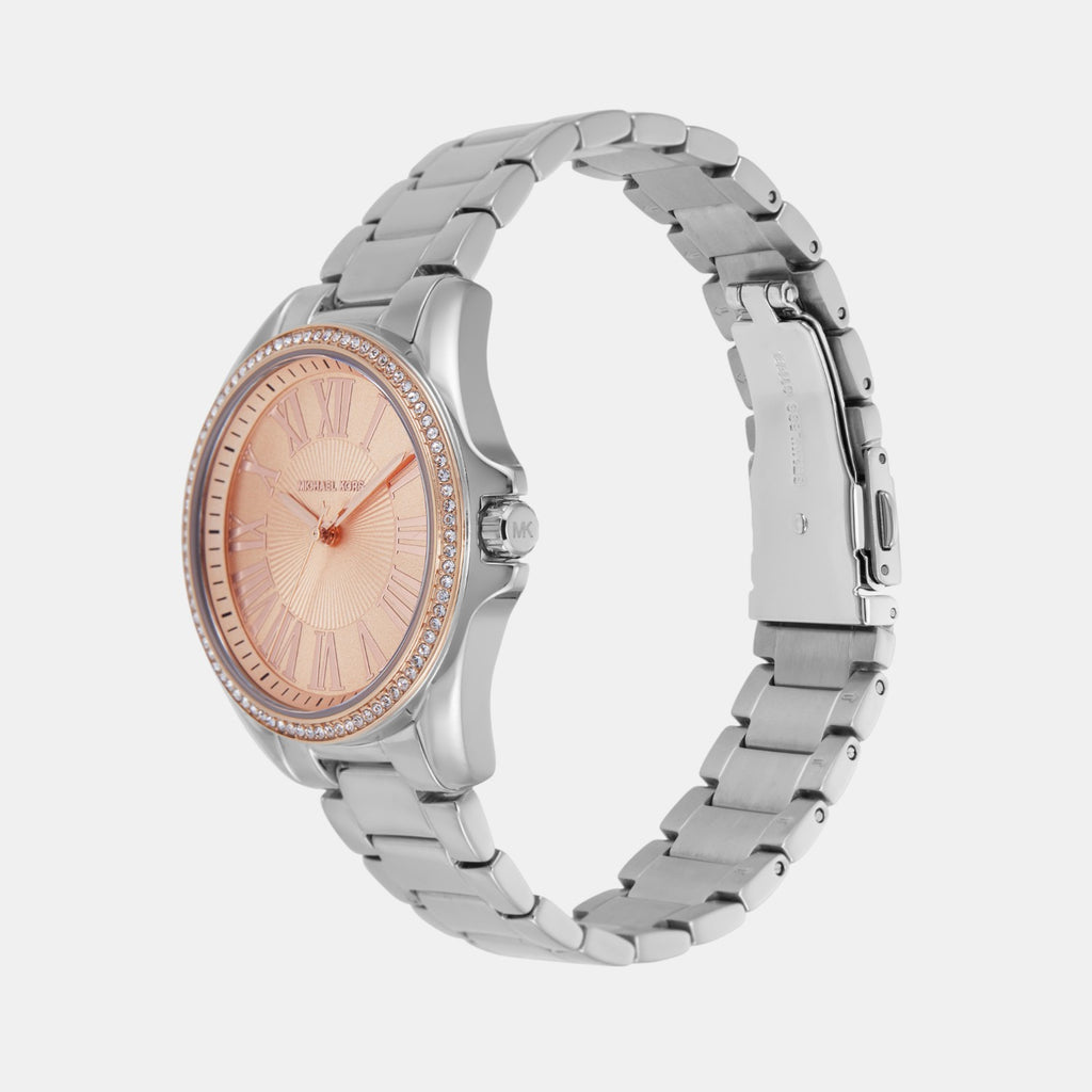 Kacie Women Quartz Rose Gold Dial Analog Stainless Steel Watch MK4854