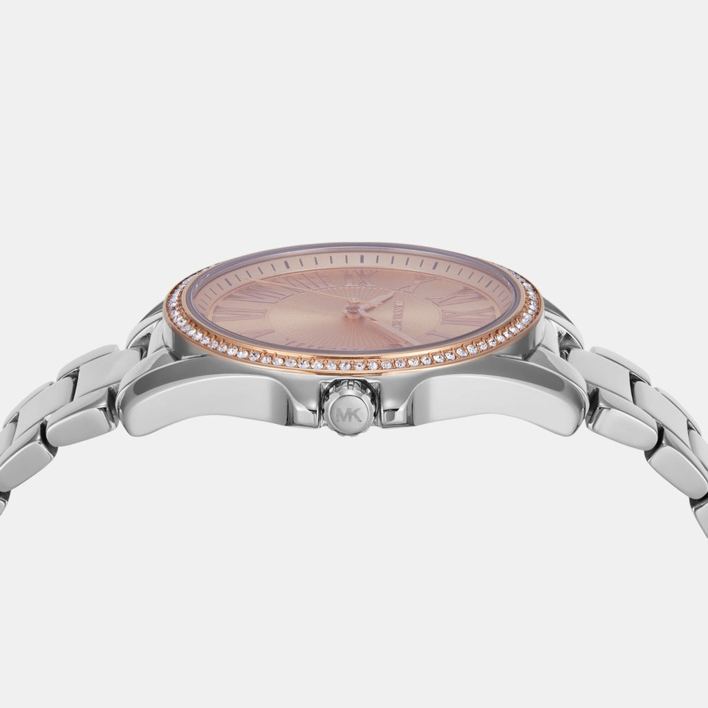 Kacie Women Quartz Rose Gold Dial Analog Stainless Steel Watch MK4854