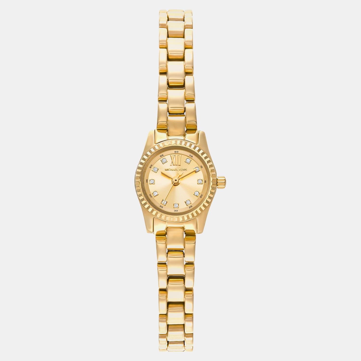 Lexington Women Quartz Gold Dial Analog Stainless Steel Watch MK4862
