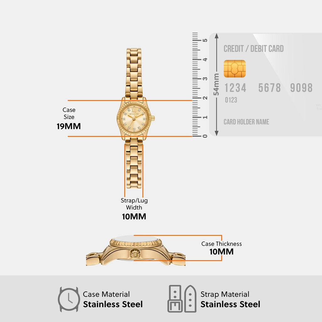 Lexington Women Quartz Gold Dial Analog Stainless Steel Watch MK4862