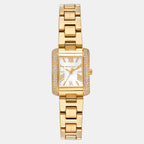 Emery Women Quartz White Mother Of Pearl Dial Analog Stainless Steel Watch MK4867