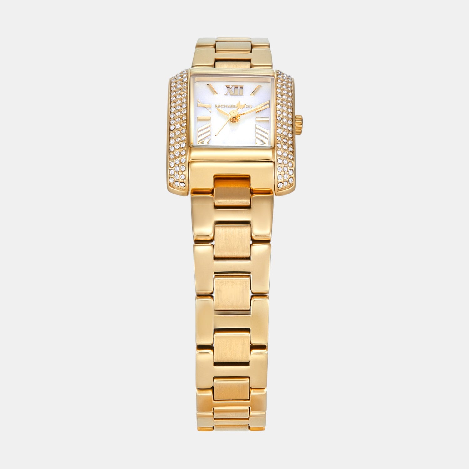 Emery Women Quartz White Mother Of Pearl Dial Analog Stainless Steel Watch MK4867