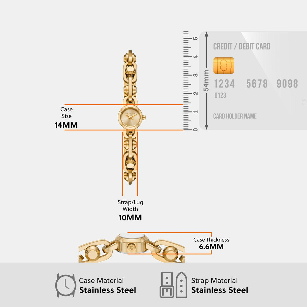 Astor Women Quartz Gold Dial Analog Stainless Steel Watch MK4871