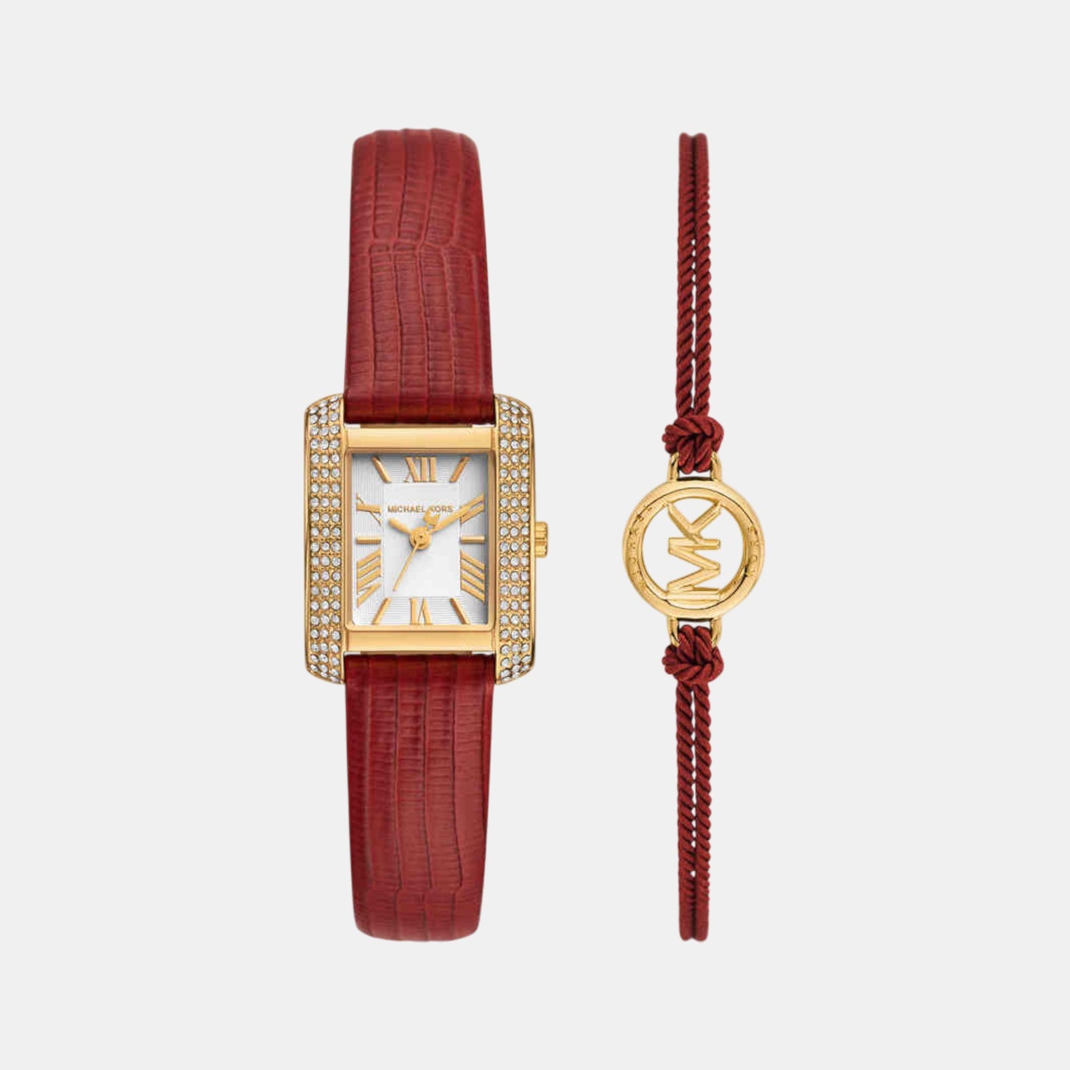 Emery Women Quartz White Dial Analog Leather Watch MK4874SET