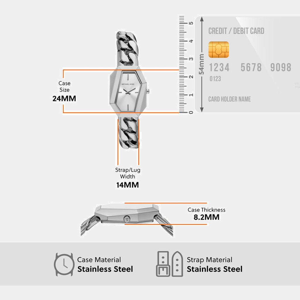 Suri Women Quartz Silver Dial Analog Stainless Steel Watch MK4879