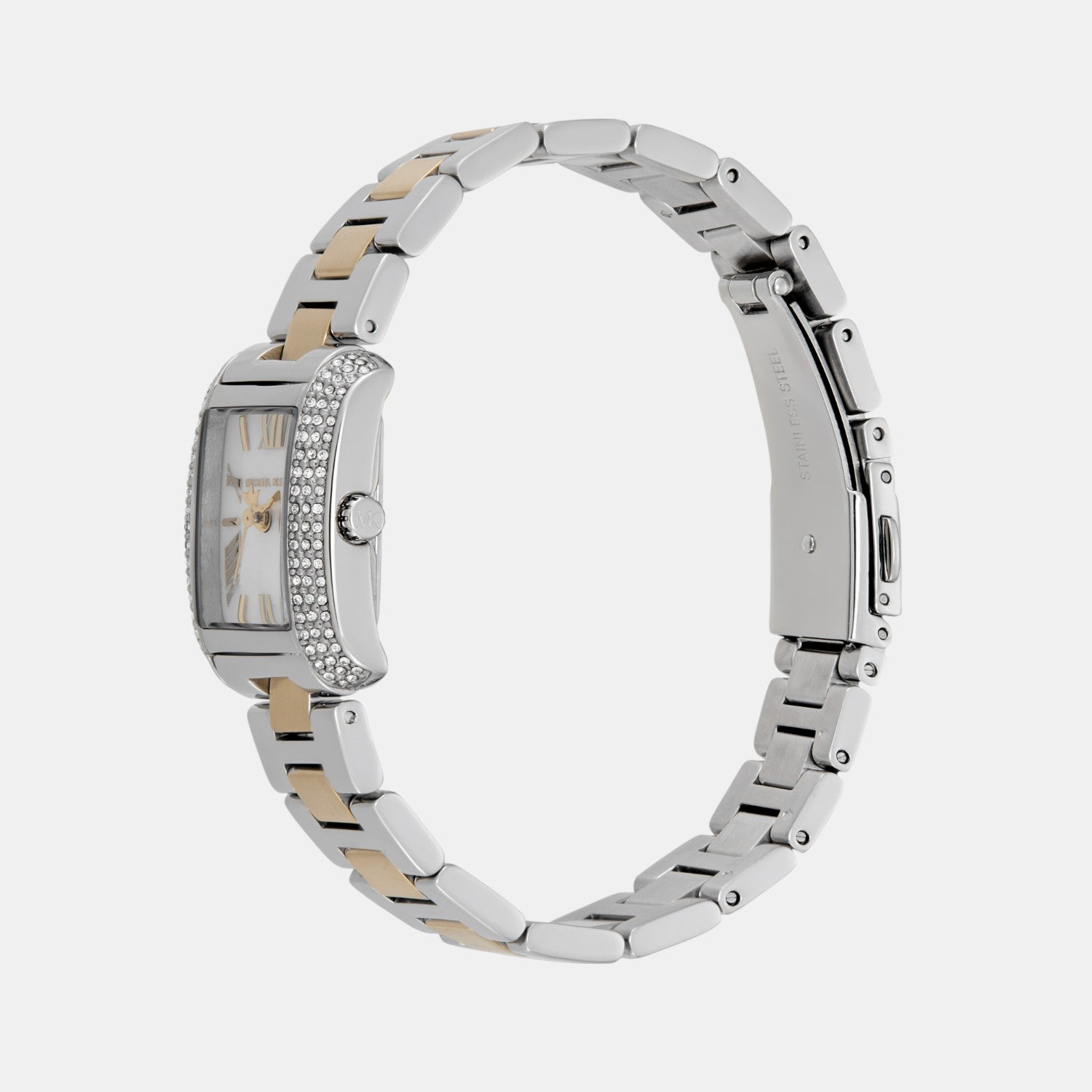 Emery Women Quartz White Mother Of Pearl Dial Analog Stainless Steel Watch MK4882