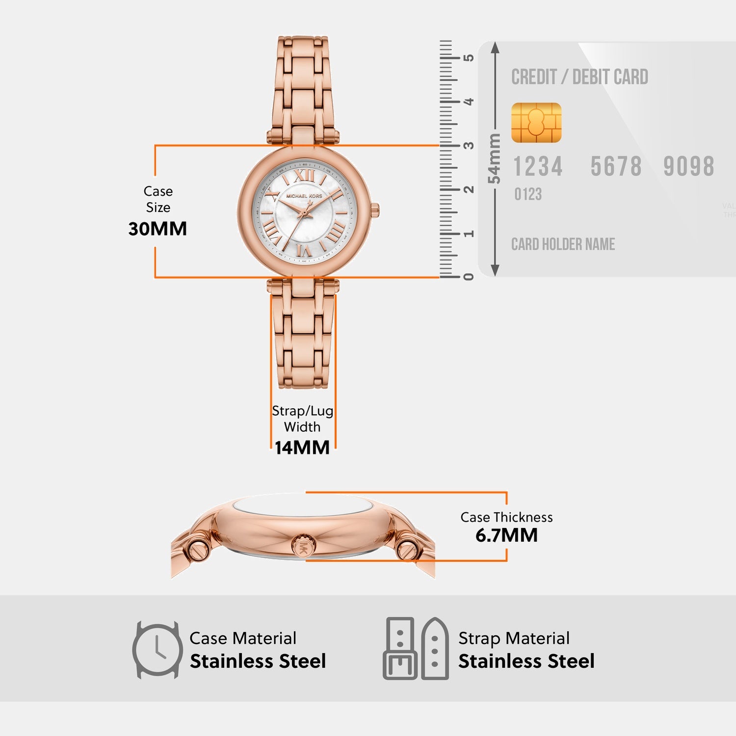 Women Quartz White Dial Analog Stainless Steel Watch MK4893