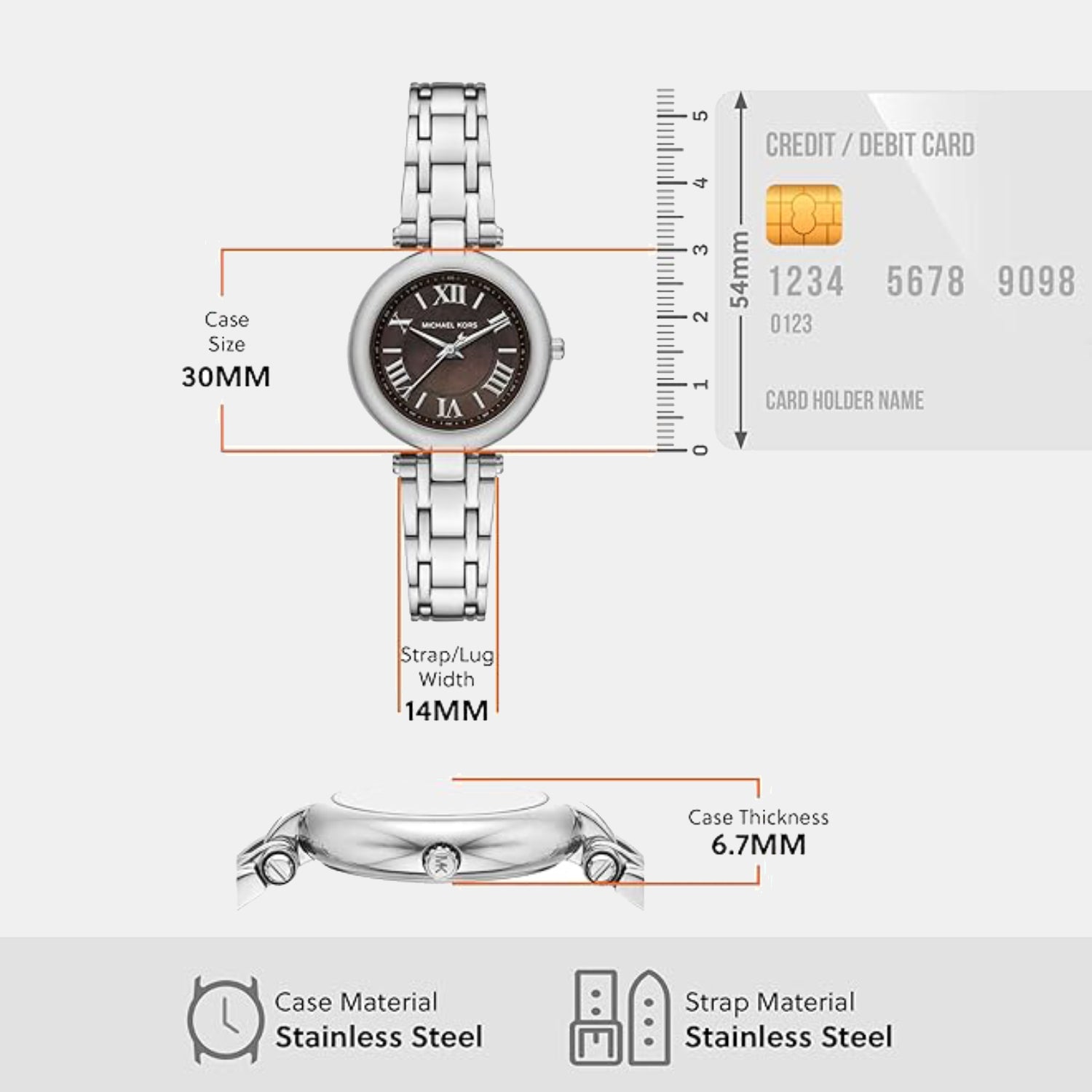 Women Quartz Grey Dial Analog Stainless Steel Watch MK4894