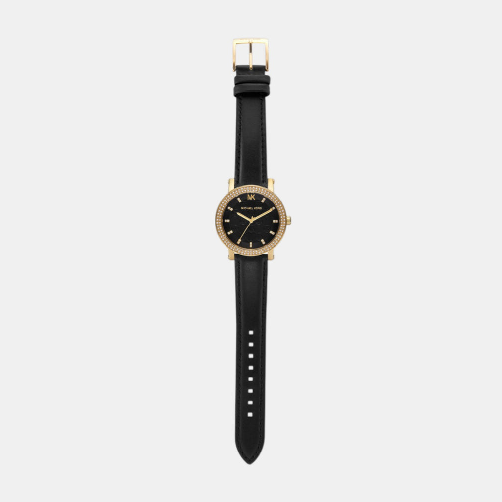Corey Women Quartz Black Dial Analog Leather Watch MK4896