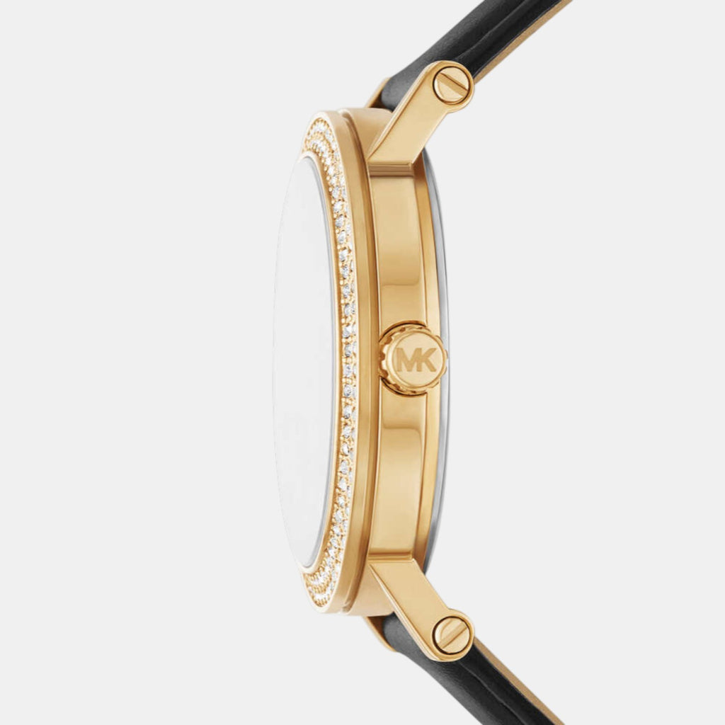 Corey Women Quartz Black Dial Analog Leather Watch MK4896