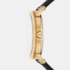 Corey Women Quartz Black Dial Analog Leather Watch MK4896