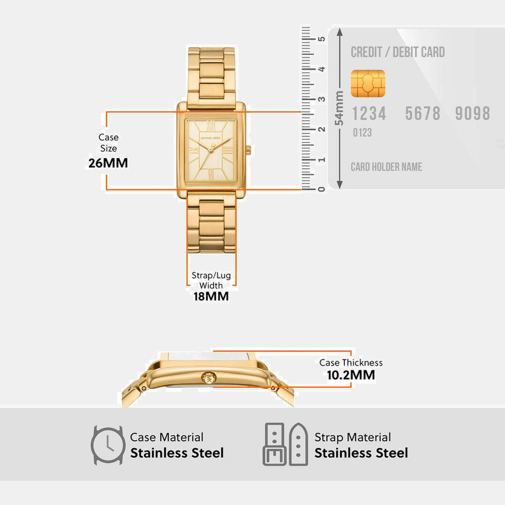 Essex Women Quartz Gold Dial Analog Stainless Steel Watch MK4904