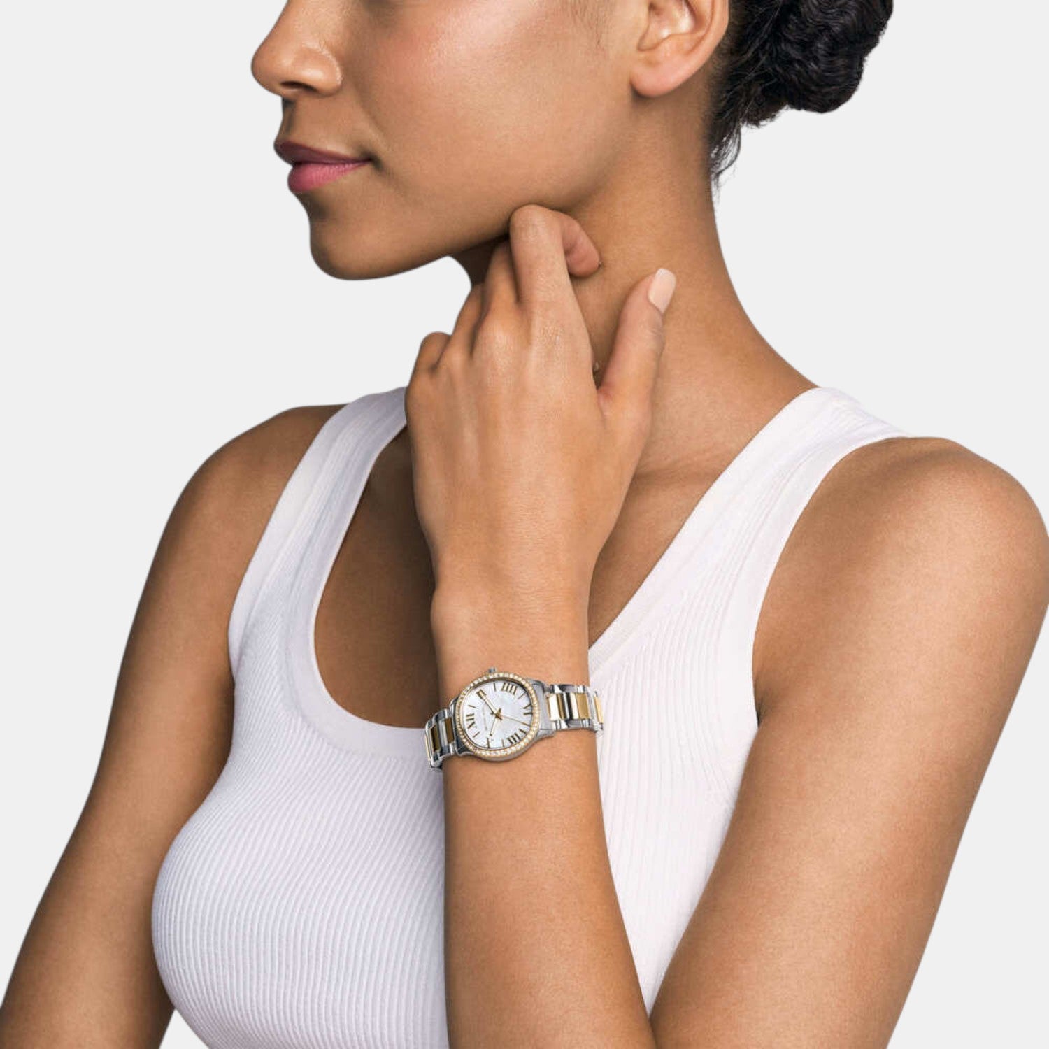 Sage Women Quartz White Dial Analog Stainless Steel Watch MK4910