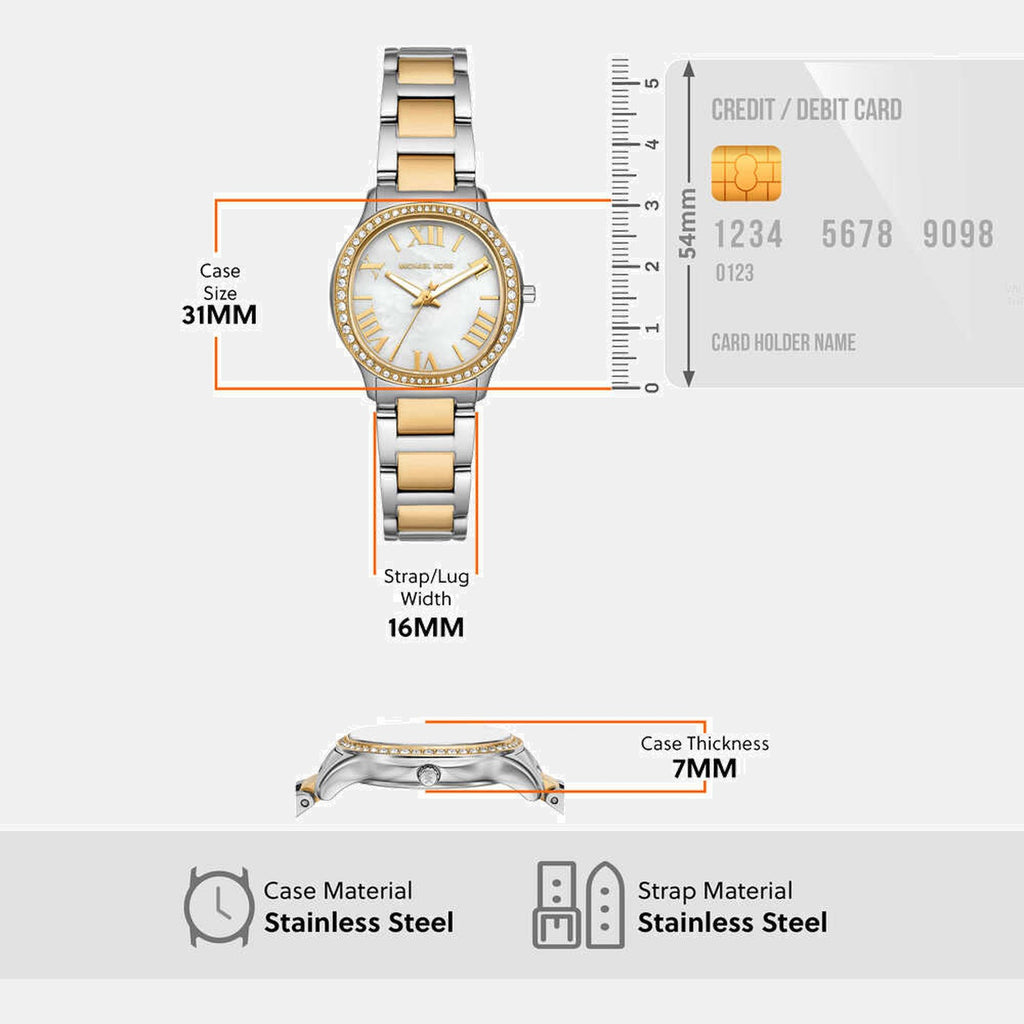 Sage Women Quartz White Dial Analog Stainless Steel Watch MK4910