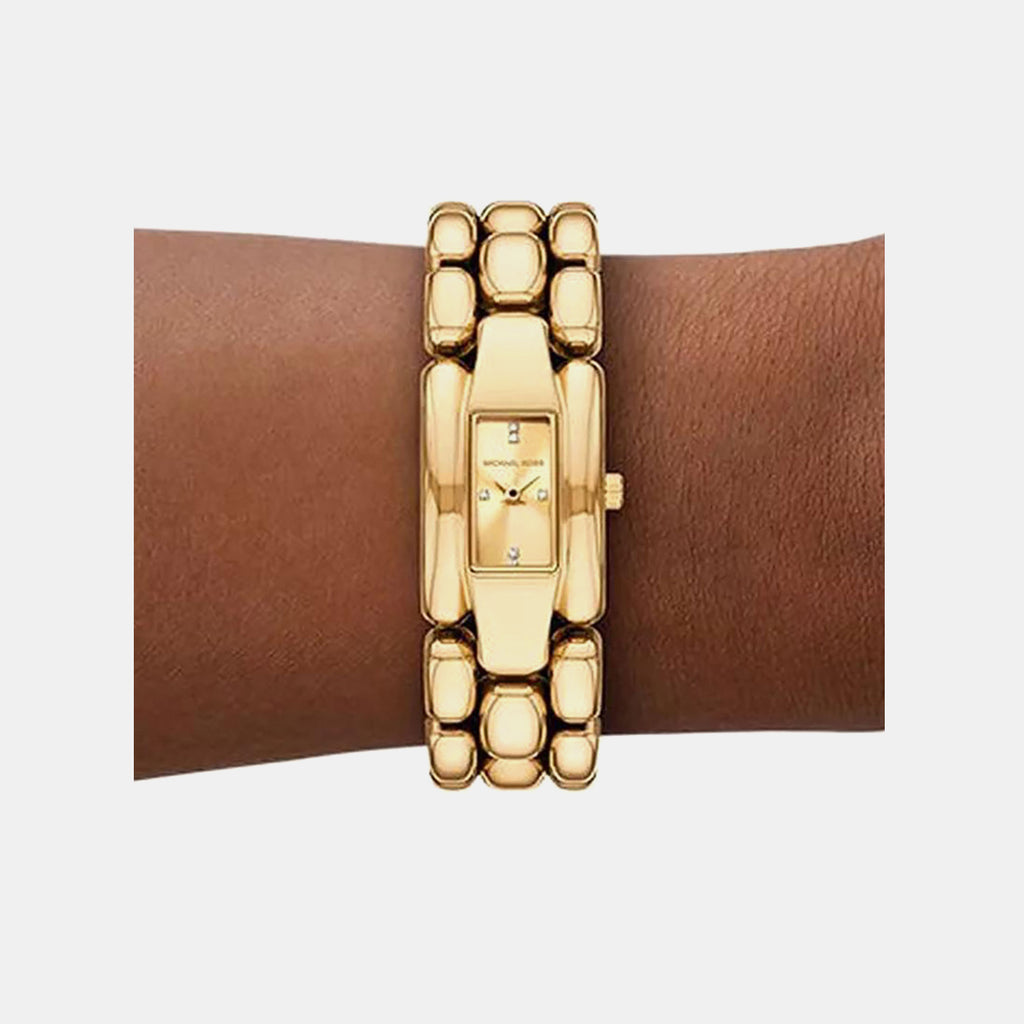 Hally Women Quartz Gold Dial Analog Stainless Steel Watch MK4921