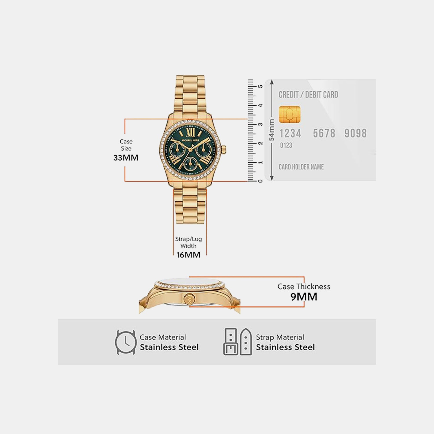 Lexington Women Quartz Green Dial Analog Stainless Steel Watch MK4924