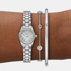 Petite Women Quartz Silver Dial Analog Stainless Steel Watch MK4948SET