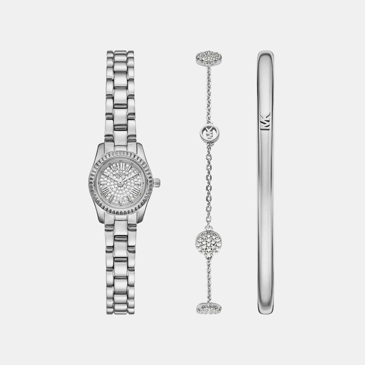 Petite Women Quartz Silver Dial Analog Stainless Steel Watch MK4948SET