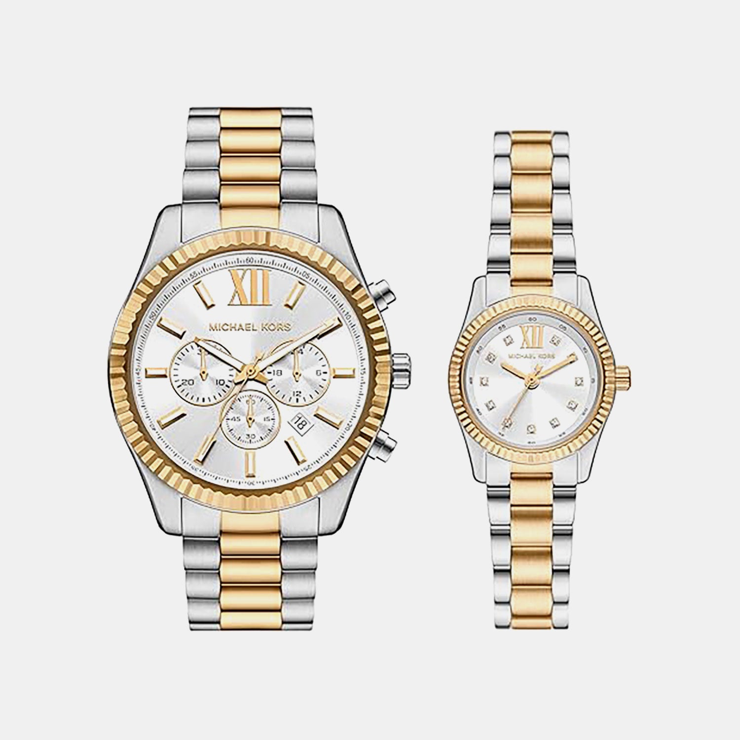 Lexington Couple Quartz White Dial Analog Stainless Steel Watch MK4952SET