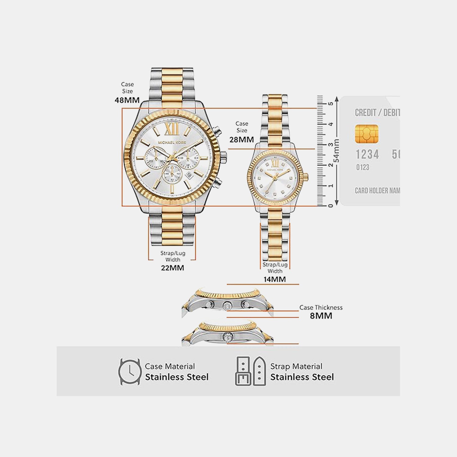 Lexington Couple Quartz White Dial Analog Stainless Steel Watch MK4952SET