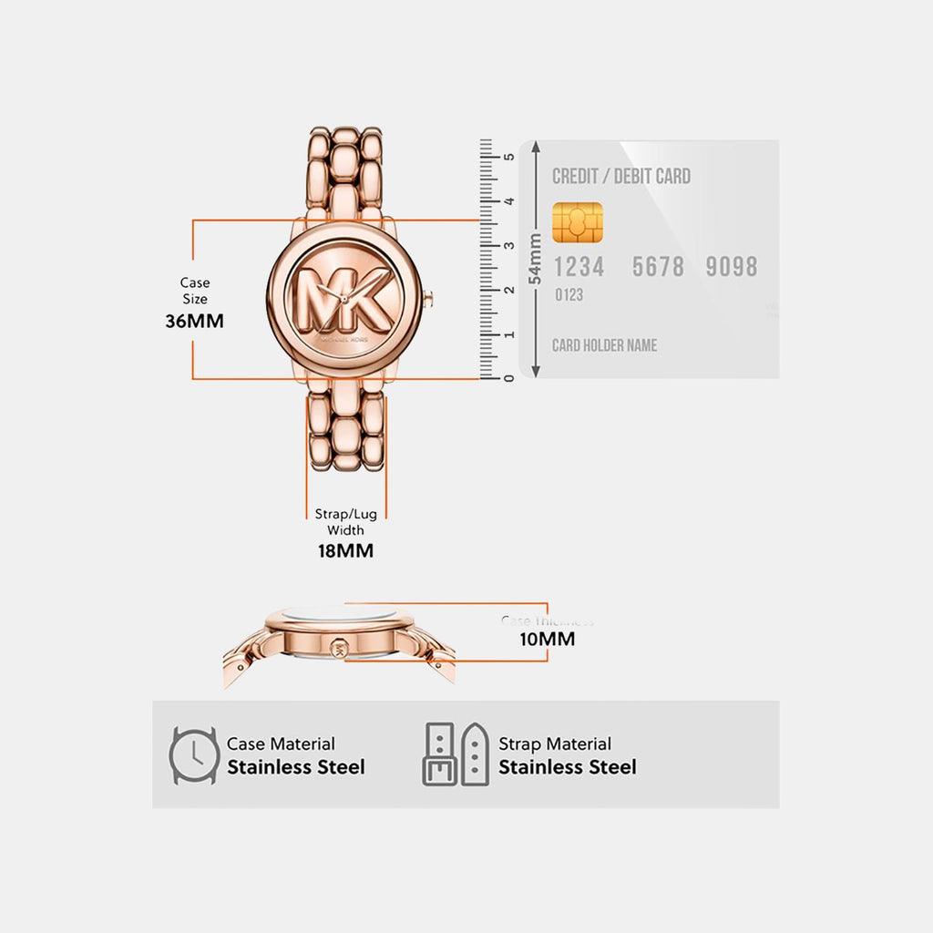 Phoebe Women Quartz Rose Gold Dial Analog Stainless Steel Watch MK4962