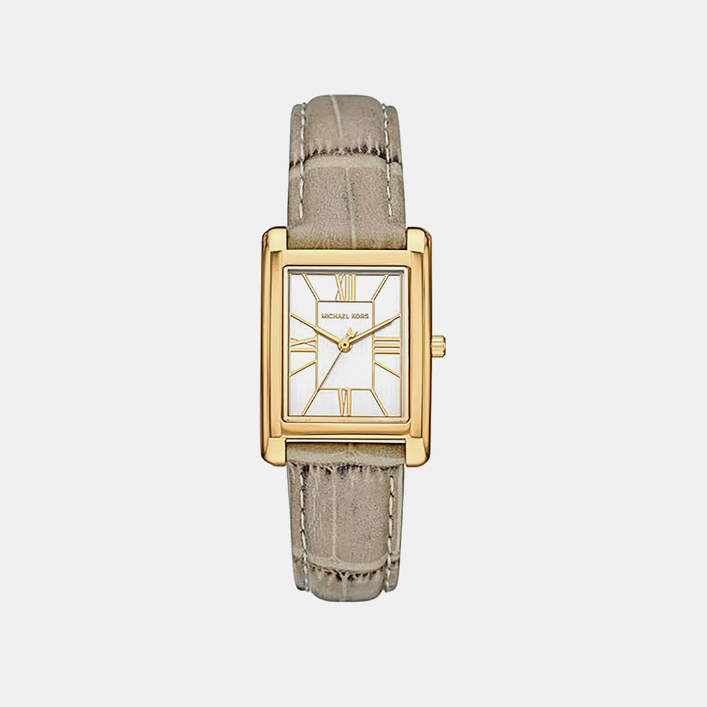 Essex Women Quartz White Dial Analog Leather Watch MK4964