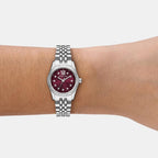 Lexington Women Quartz Red Dial Analog Stainless Steel Watch MK4968