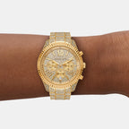Lexington Women Quartz Gold Dial Chronograph Stainless Steel Watch MK4971
