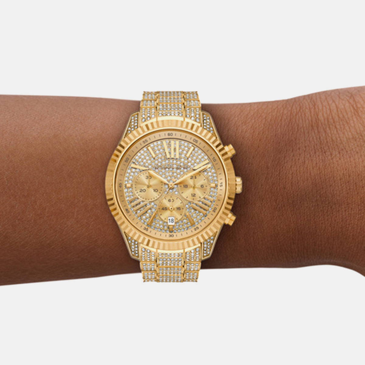 Lexington Women Quartz Gold Dial Chronograph Stainless Steel Watch MK4971