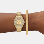Harlowe Women Quartz Gold Dial Analog Stainless Steel Watch MK4974SET