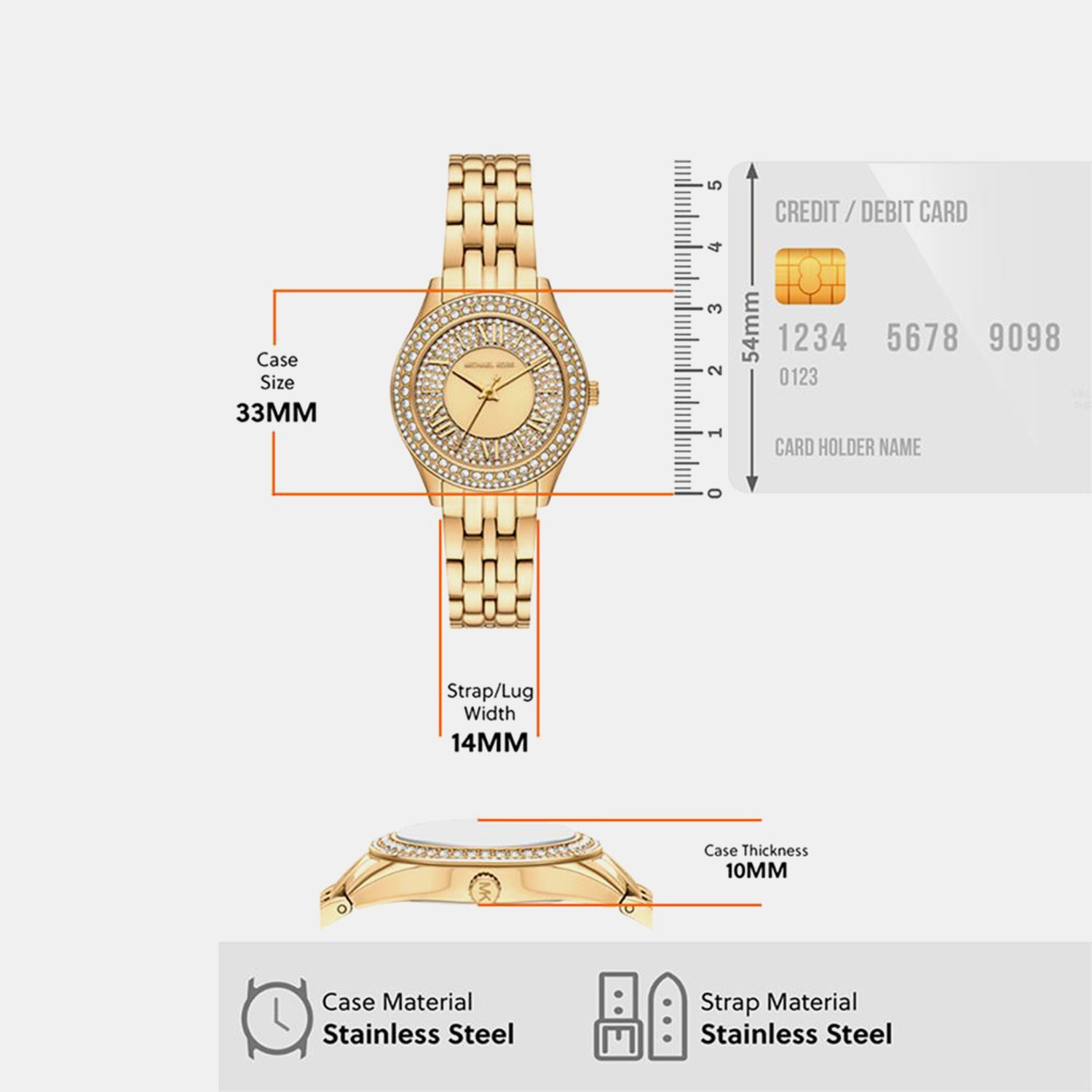 Harlowe Women Quartz Gold Dial Analog Stainless Steel Watch MK4974SET