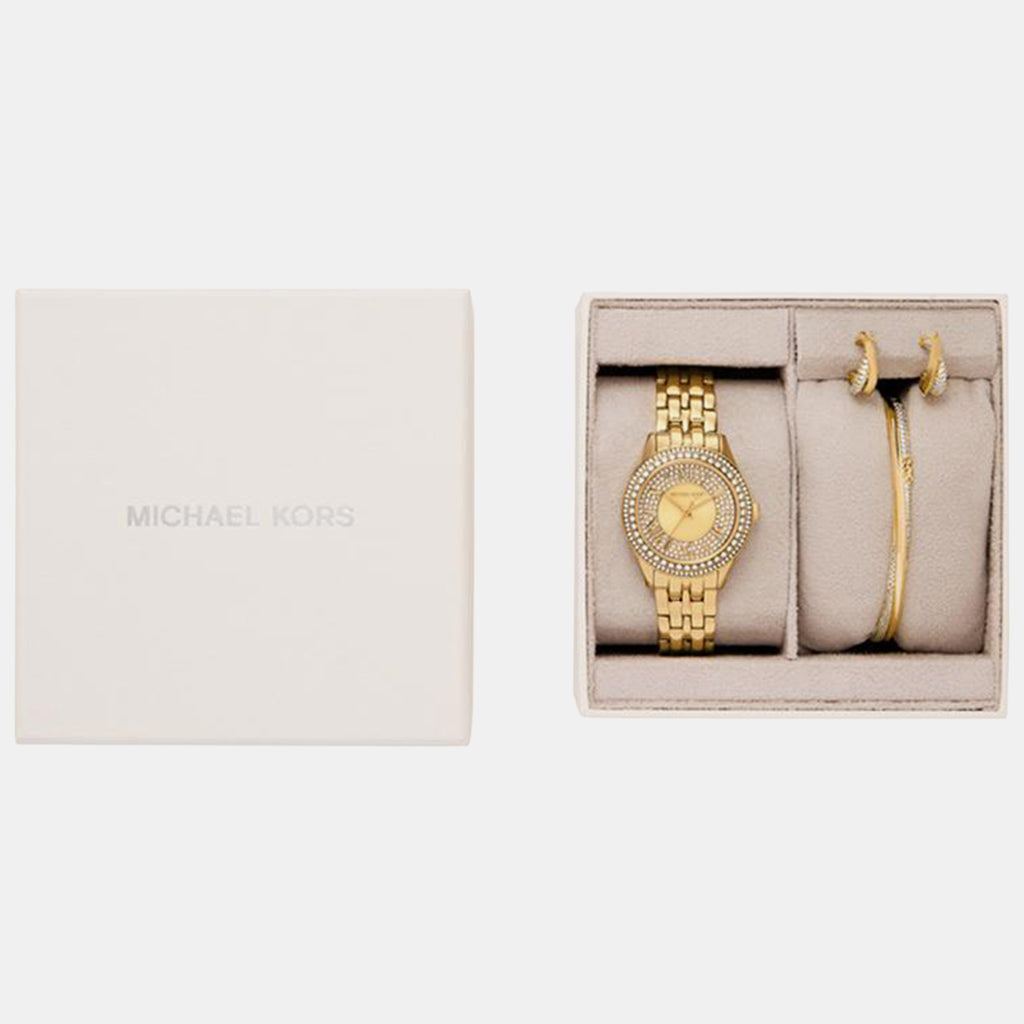 Harlowe Women Quartz Gold Dial Analog Stainless Steel Watch MK4974SET